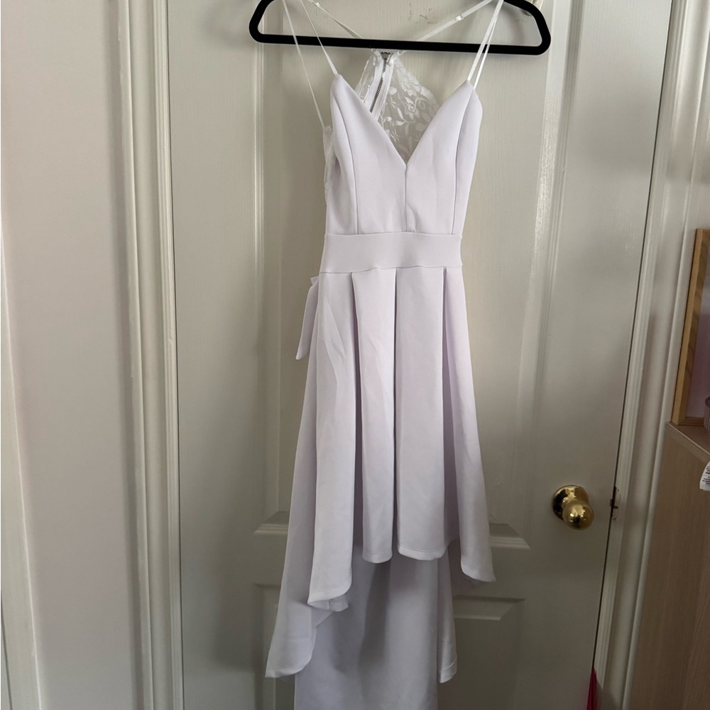 Revamped White High Low Dress with Lace